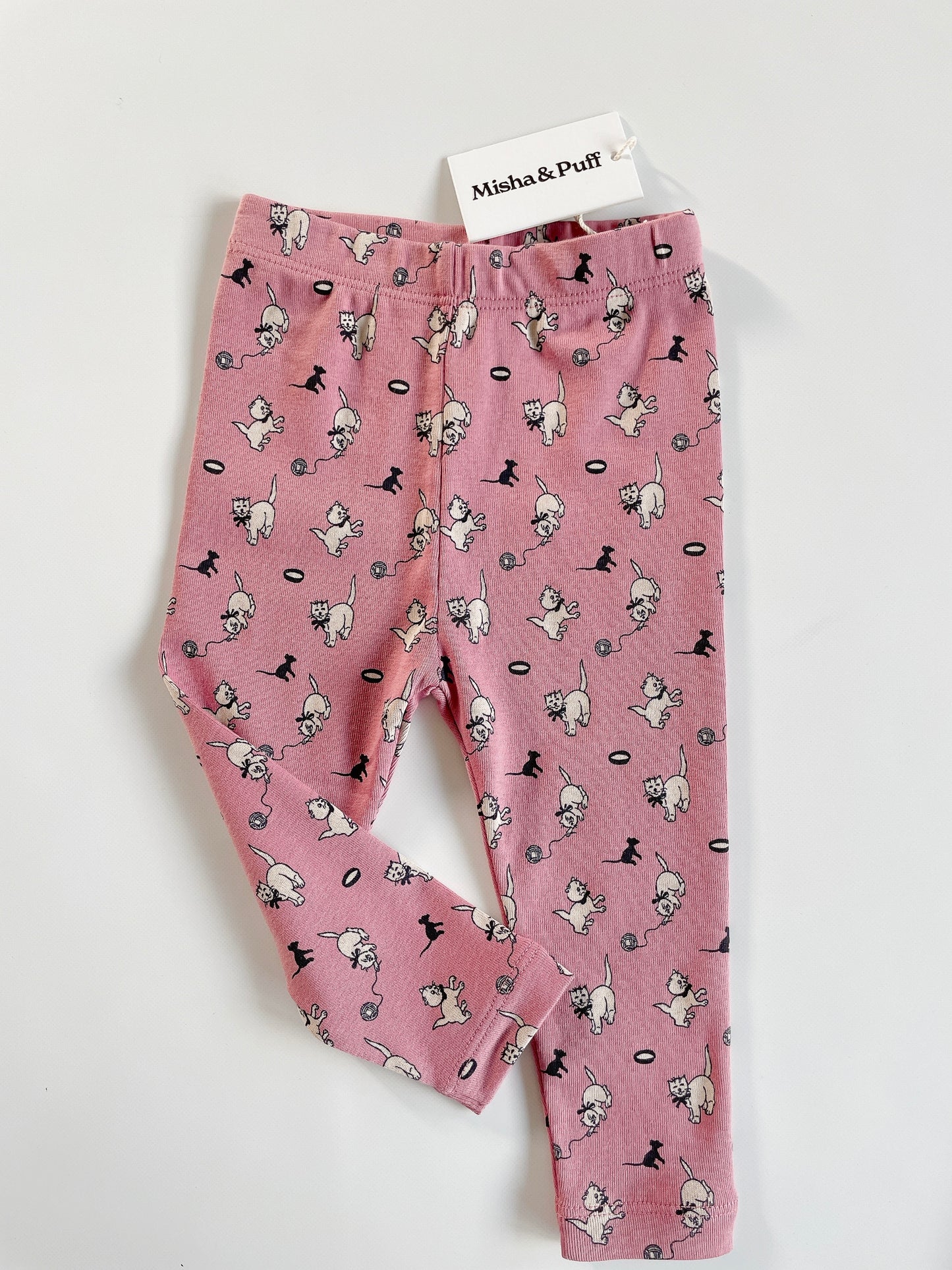 +Misha&Puff+ Baby Legging - Antique Rose Cat & Mouse
