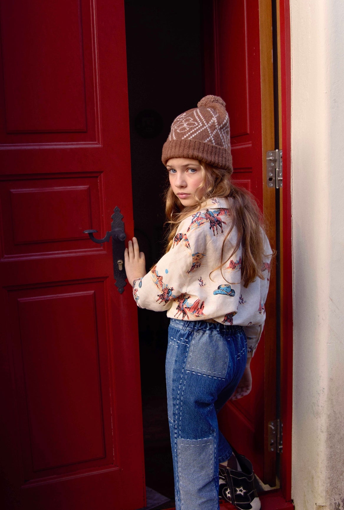 +FISH&KIDS+ DENIM PATCHWORK PANTS
