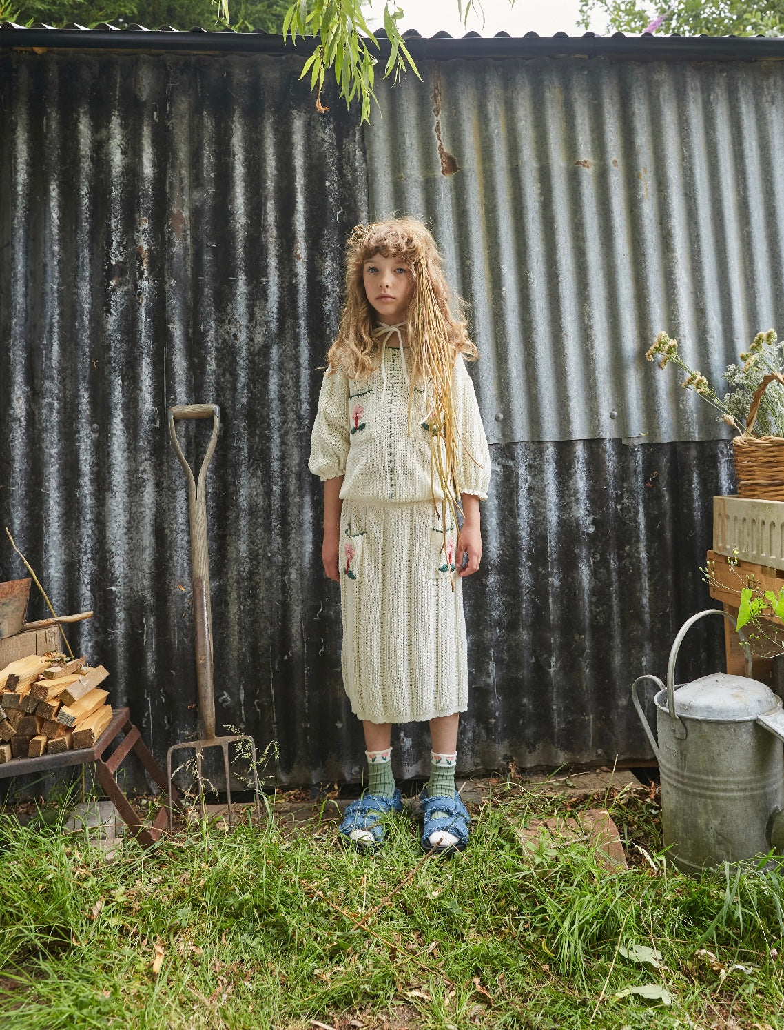 +FISH&KIDS+ Knit Embroidered Top
