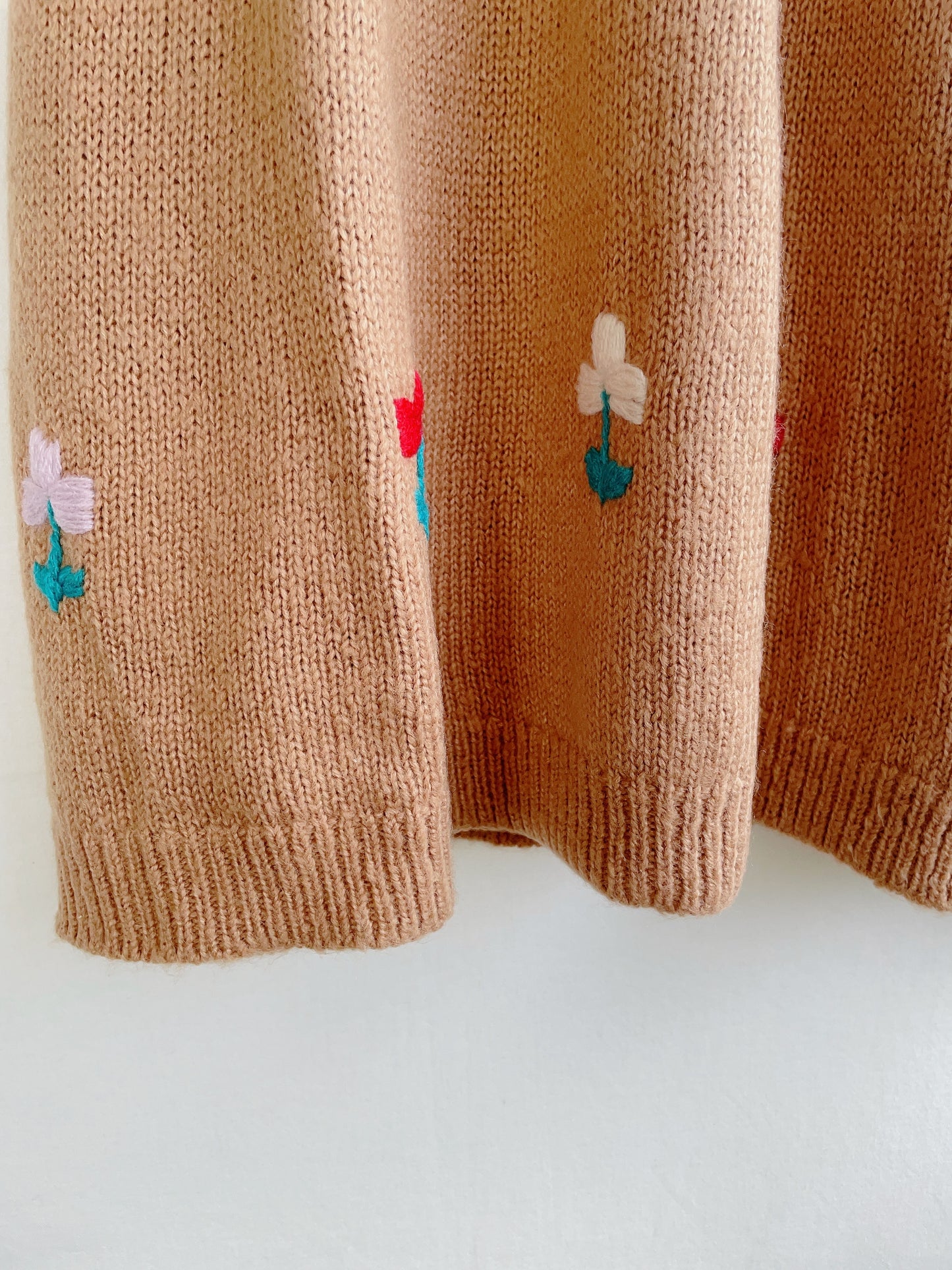 +FISH&KIDS+ Camel Dress with Embroidered Flowers and Buttons