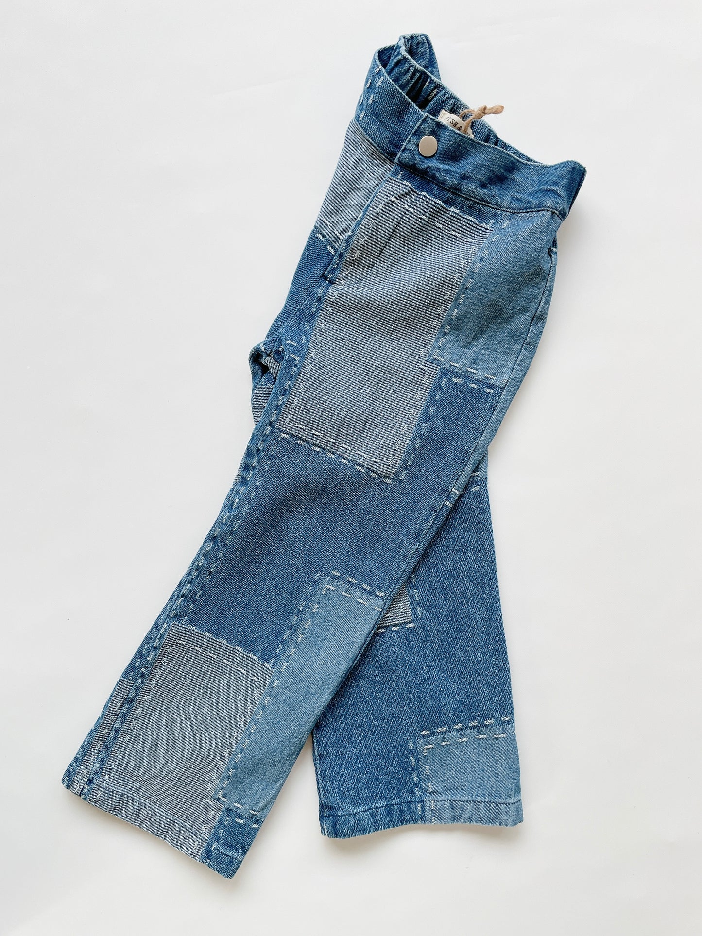 +FISH&KIDS+ DENIM PATCHWORK PANTS
