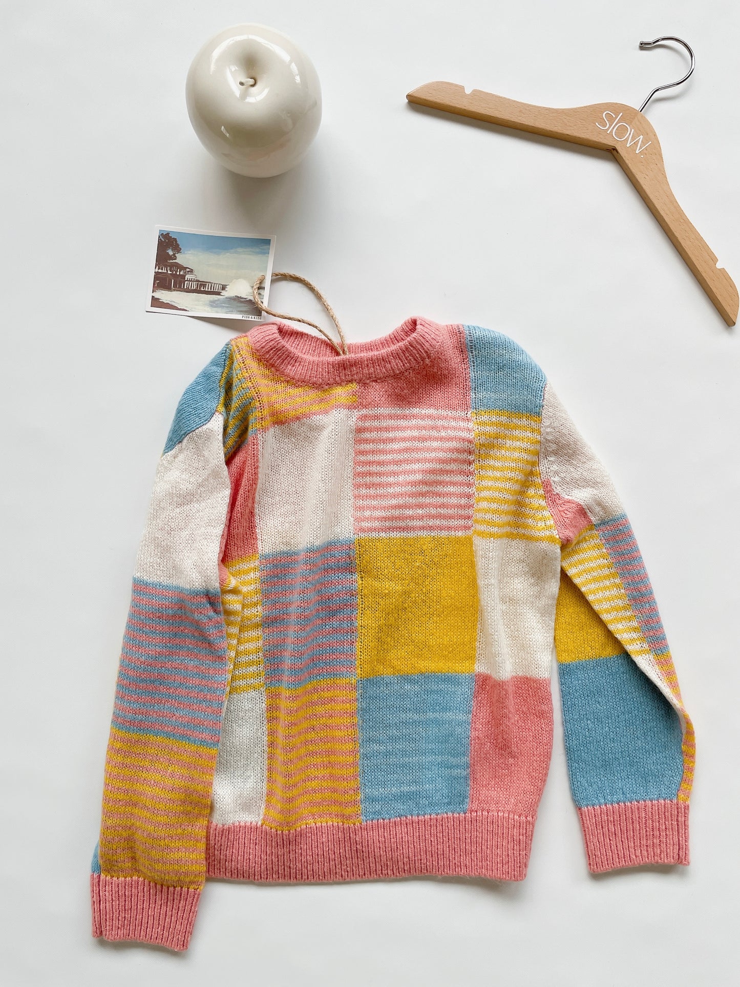 +FISH&KIDS+ PATCHWORK PASTEL SWEATER
