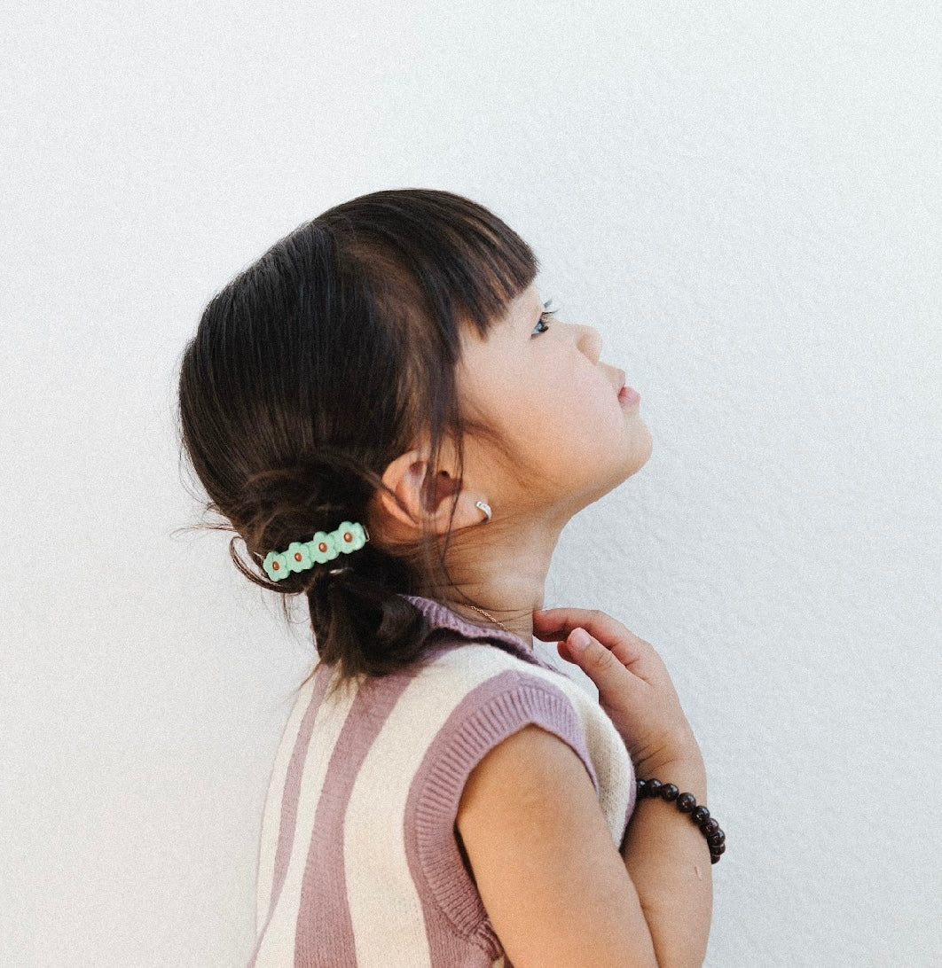 +Wunderkin Co.+ Flower hair clip | milk glass