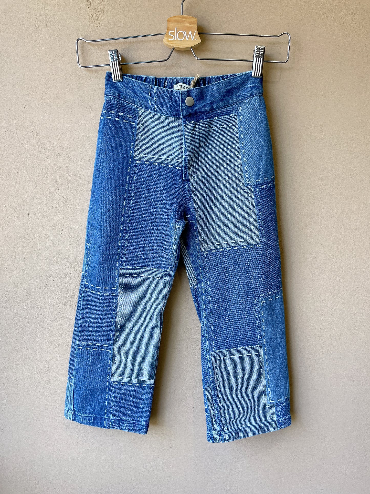 +FISH&KIDS+ DENIM PATCHWORK PANTS