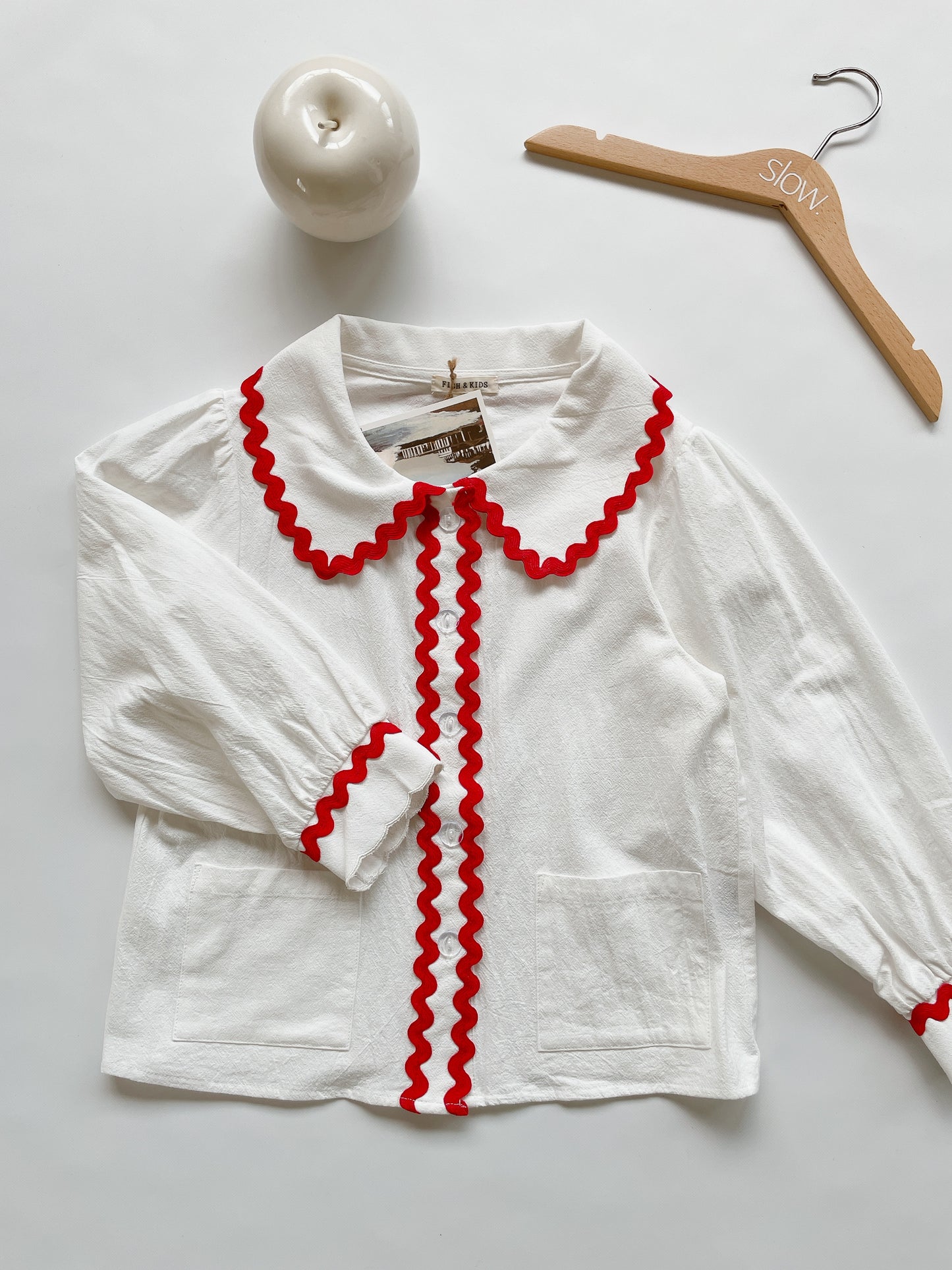 +FISH&KIDS+ BASIC BLOUSE WITH RED RIBBON