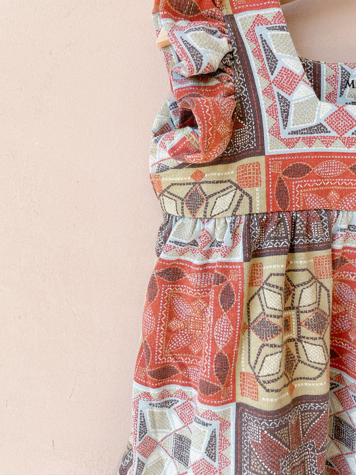 +Misha&Puff+ Ruffle Sleeve Dress - Chili Spice Cross Stitch