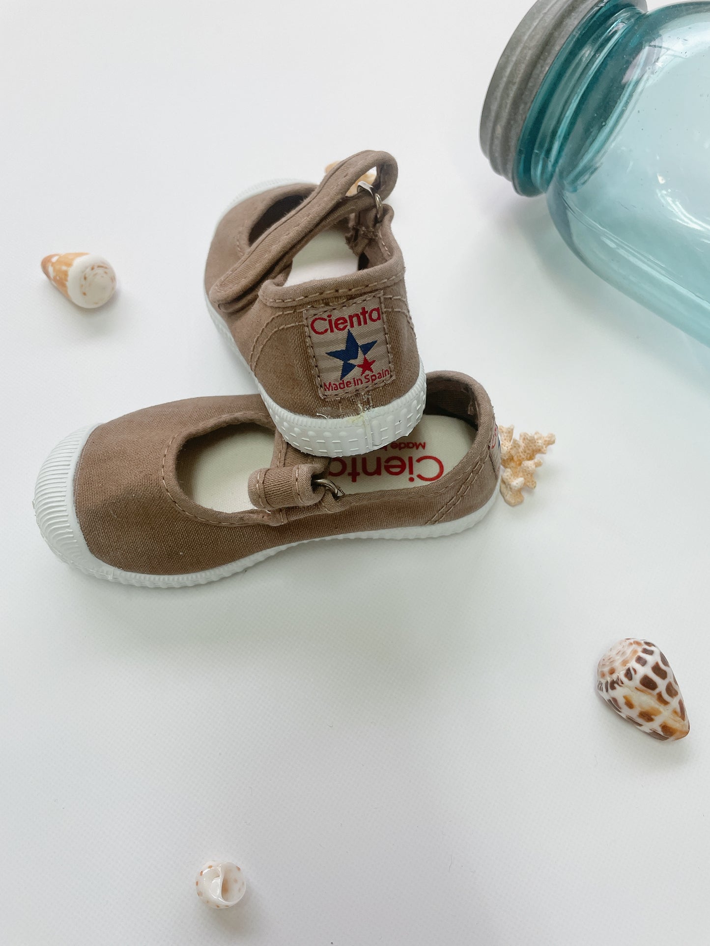 +Cienta+ Velcro one strap shoes - beige(むら染)