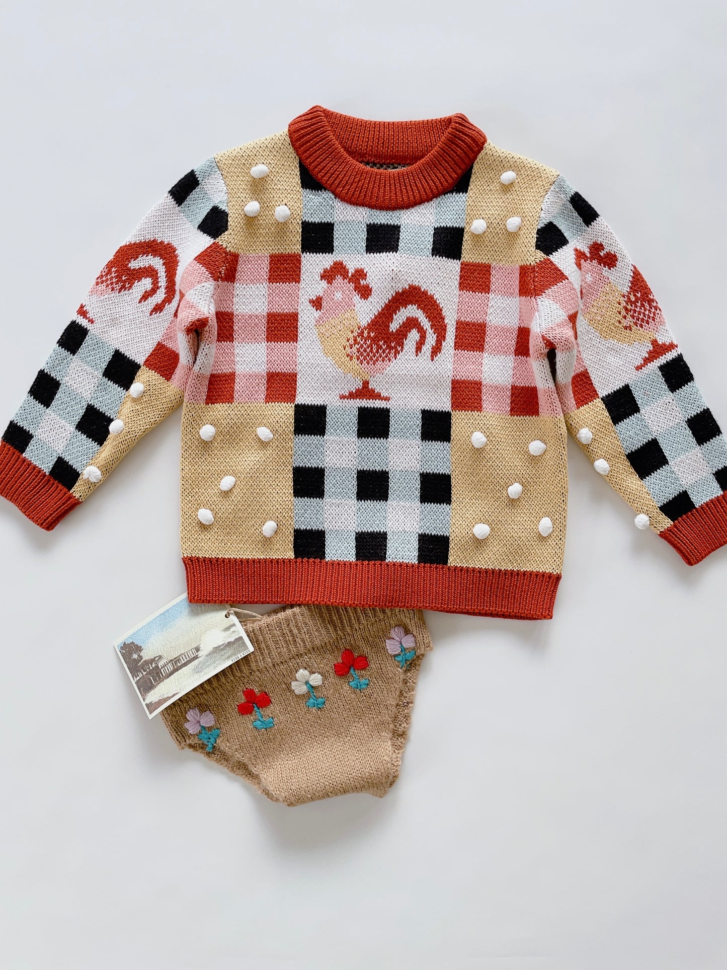 +FISH & KIDS+ Camel Pantie with Embroidered Flowers | 4-5Y