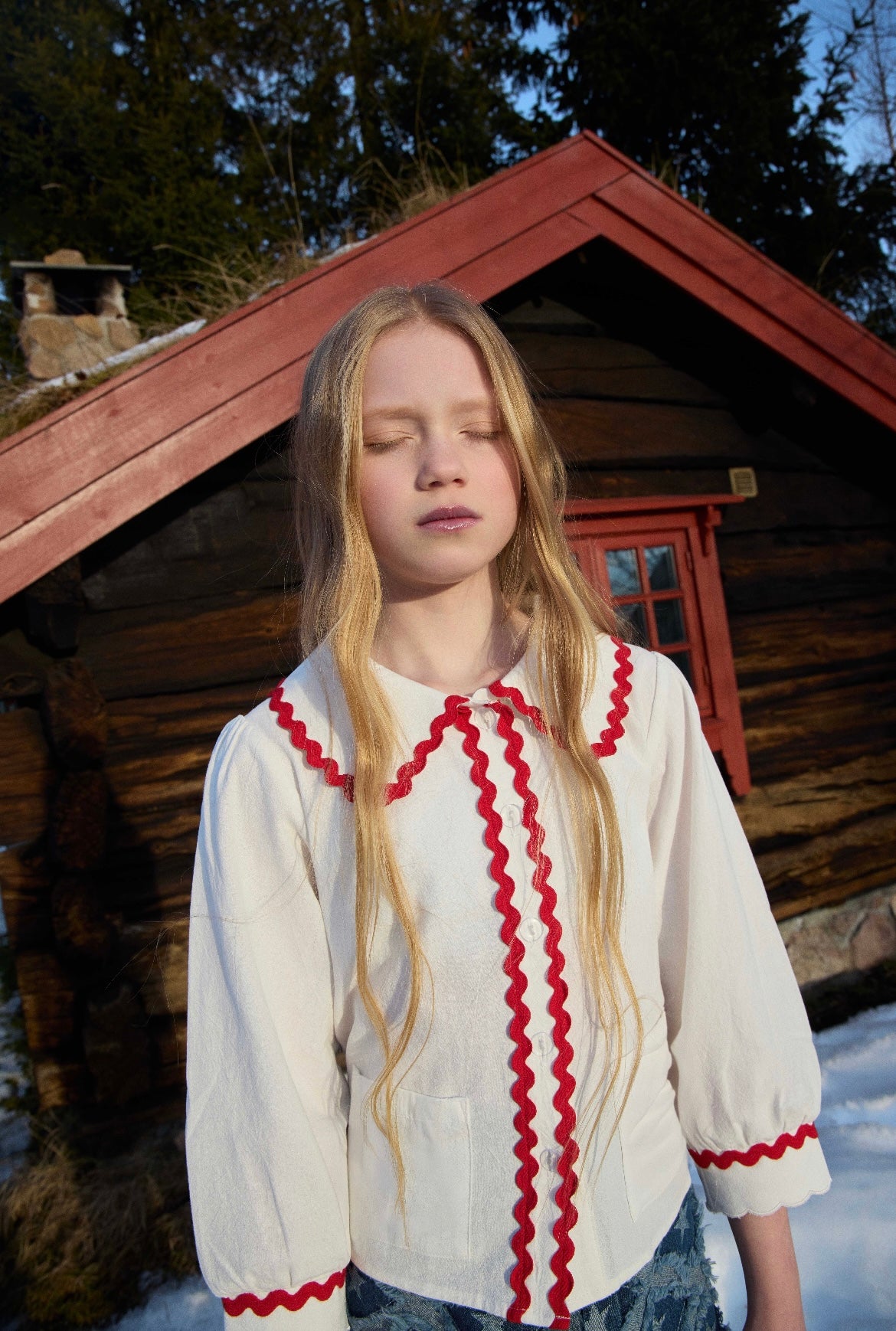 +FISH&KIDS+ BASIC BLOUSE WITH RED RIBBON