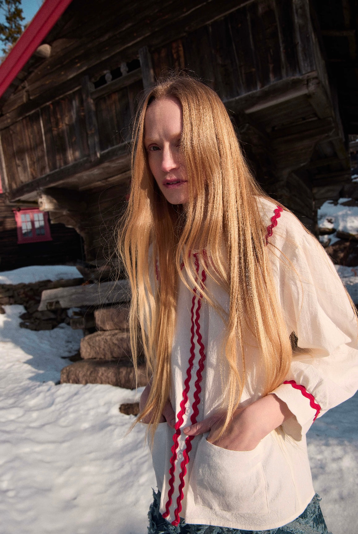 +FISH&KIDS+ BASIC BLOUSE WITH RED RIBBON