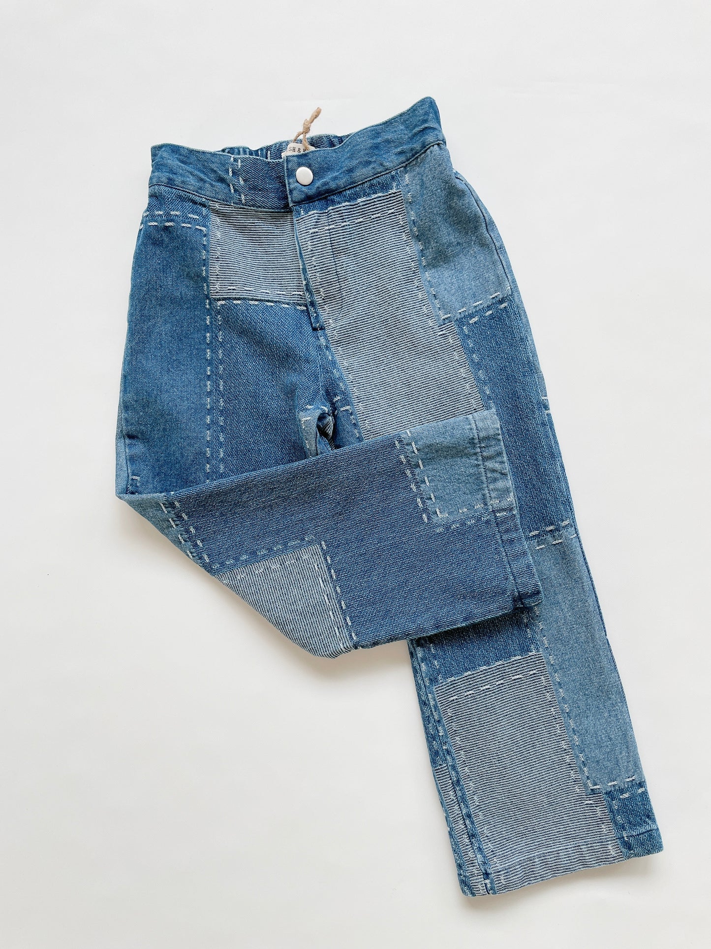+FISH&KIDS+ DENIM PATCHWORK PANTS
