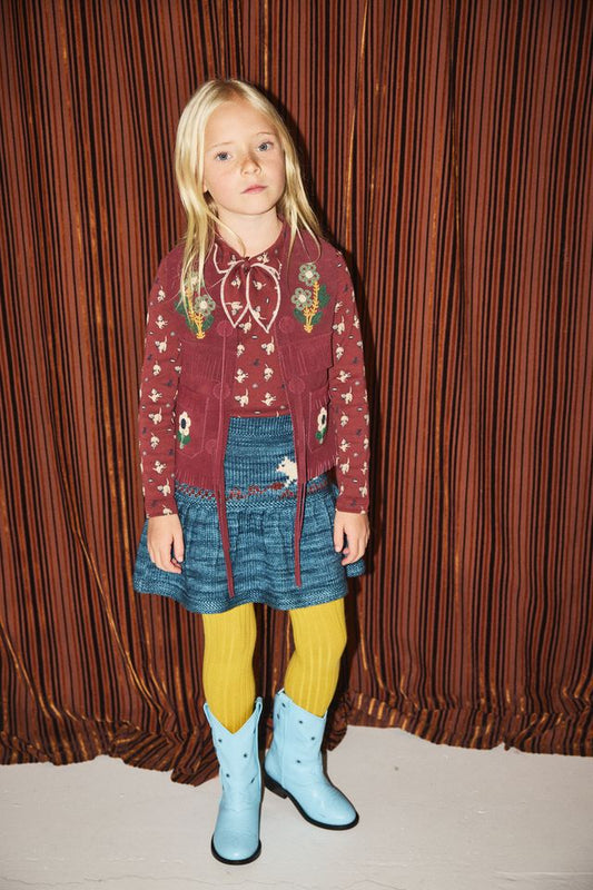 +Misha&Puff+ Junior Scout Top - Madder Root Cat & Mouse