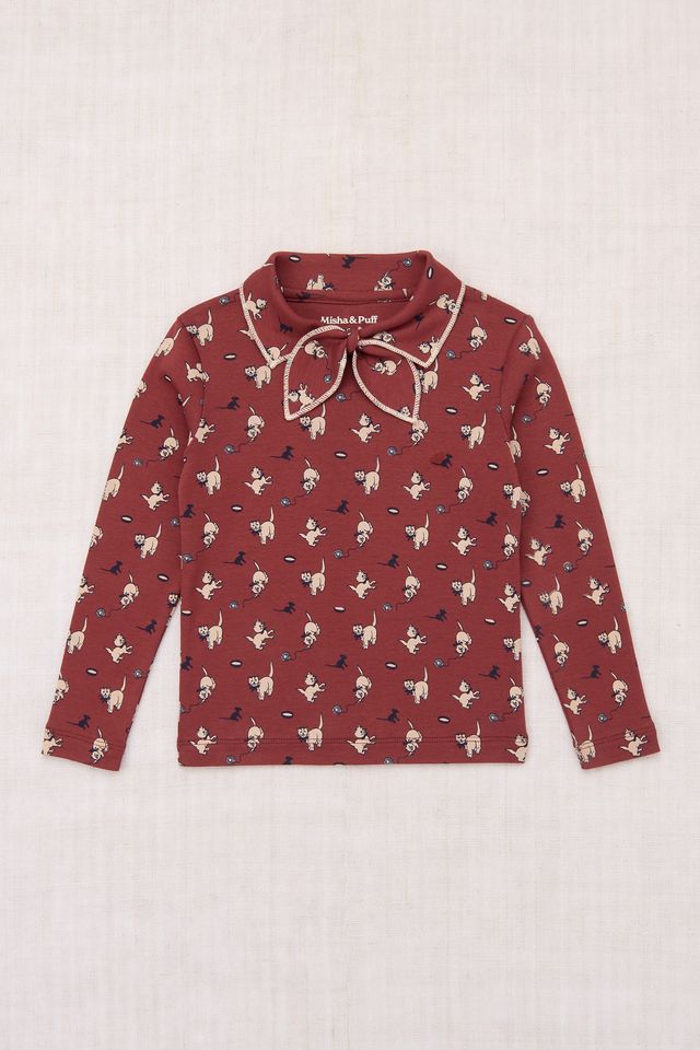 Misha&Puff+ Junior Scout Top - Madder Root Cat & Mouse – slow