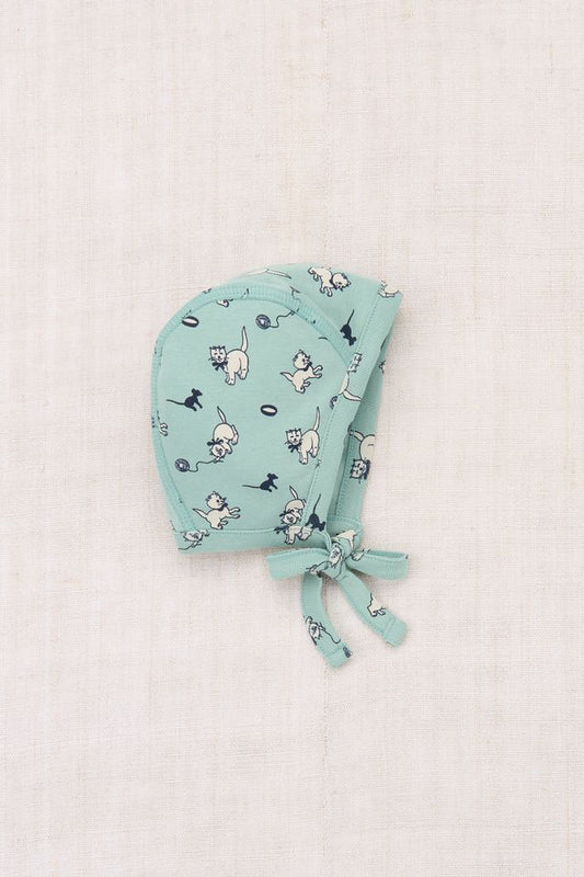 +Misha&Puff+ Baby Pima Bonnet - Sage Cat & Mouse