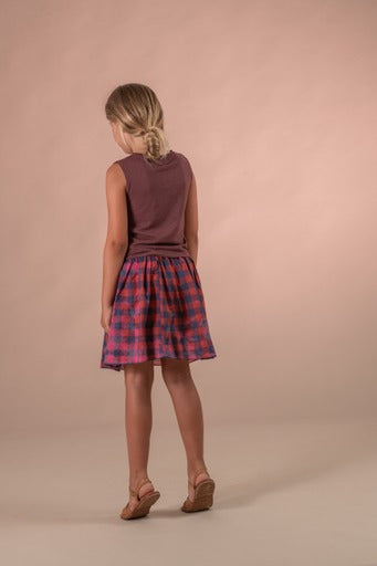 +LONGLIVETHEQUEEN+ wide skirt - bleached check | 4y