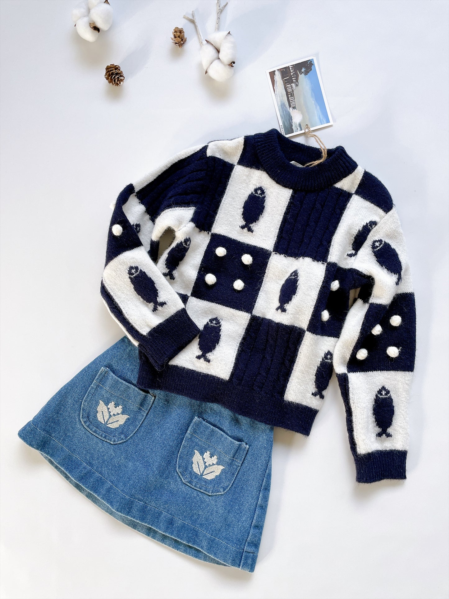 +FISH&KIDS+ FISH PATCHWORK KNIT
