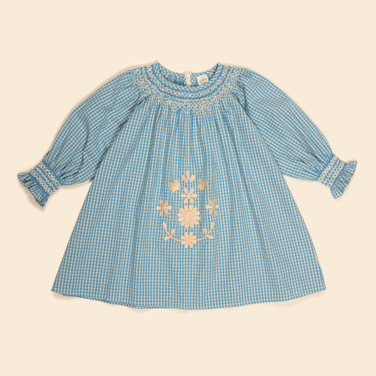 +Apolina+ CECE SMOCK DRESS - TABLECHECK MARINE