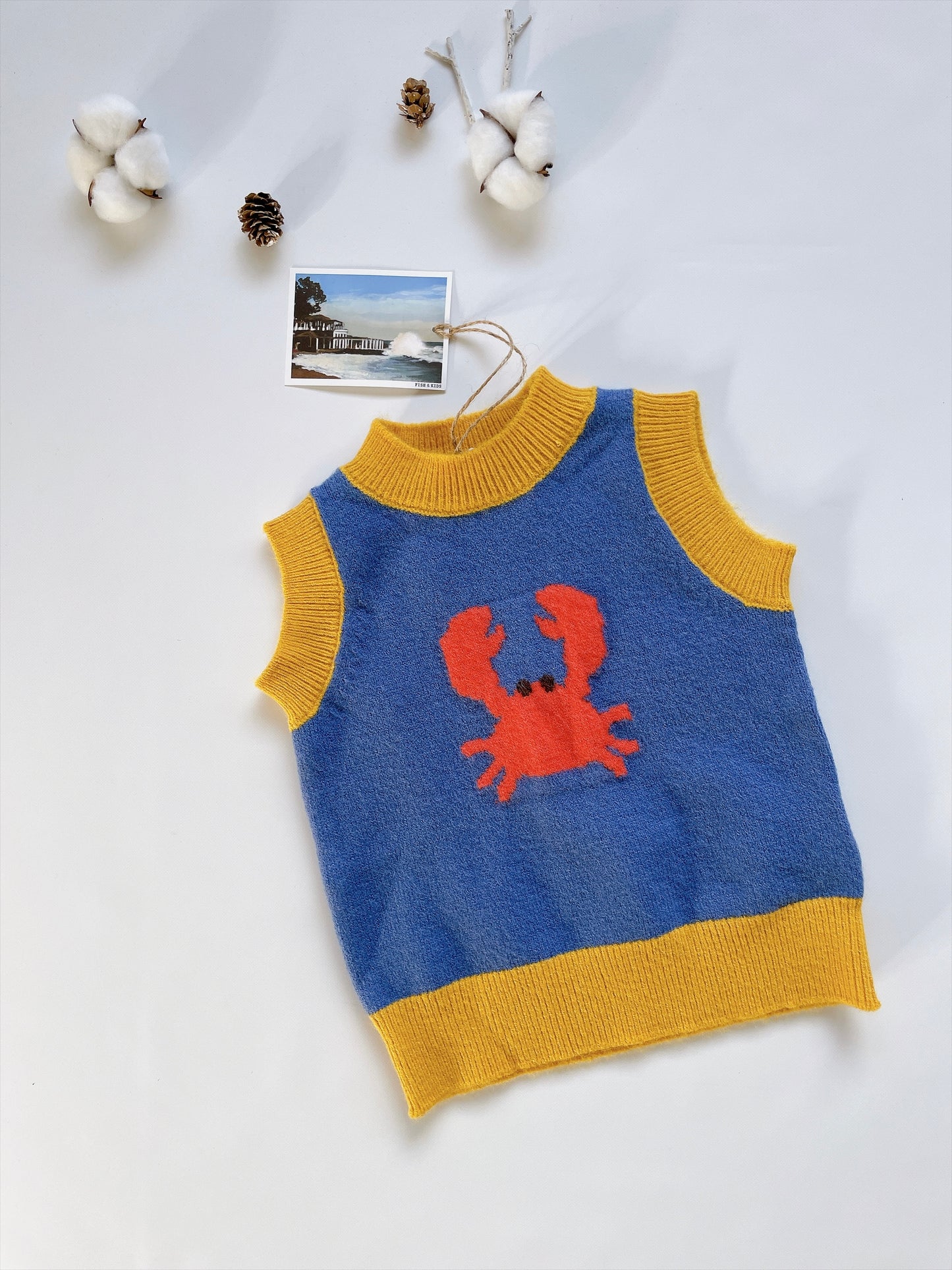+FISH&KIDS+ CRAB KNIT GILLET