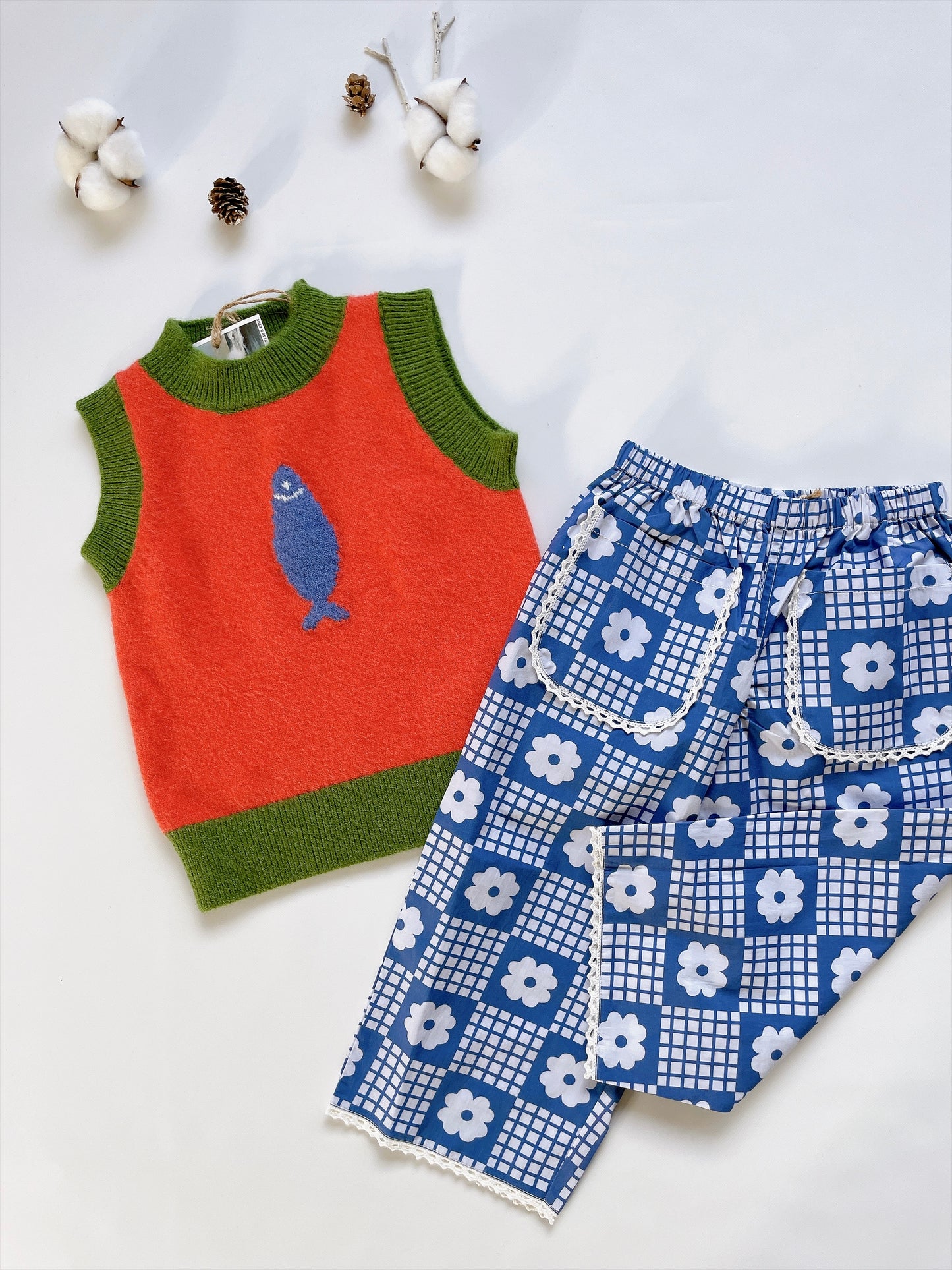 +FISH&KIDS+ FISH KNIT GILLET
