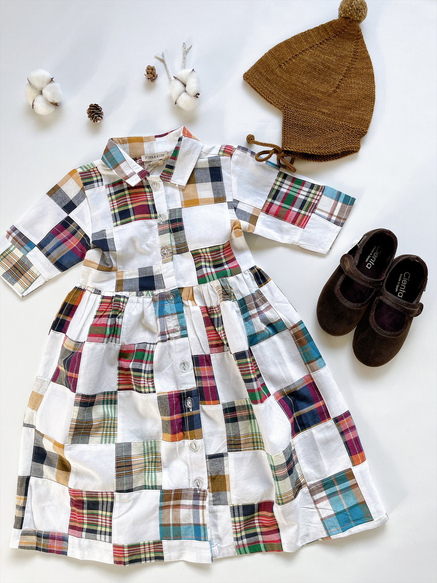 +FISH&KIDS+ PATCHWORK MIDI DRESS