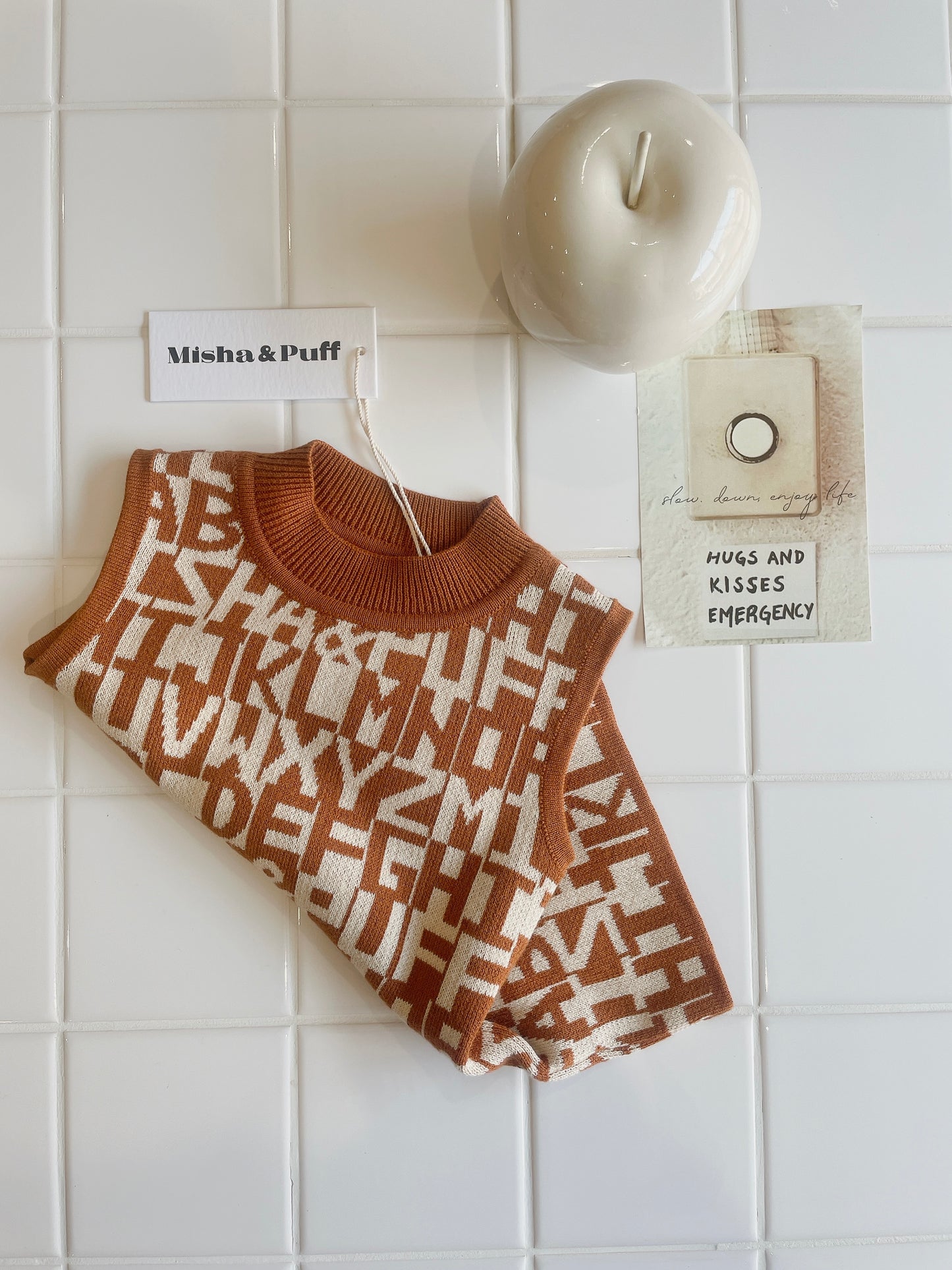 +Misha&Puff+ Mock Neck Shell - Acorn Alphabet