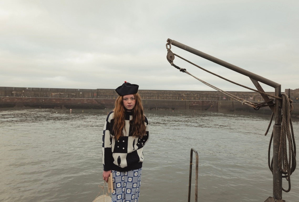 +FISH&KIDS+ FISH PATCHWORK KNIT