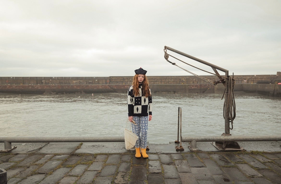 +FISH&KIDS+ FISH PATCHWORK KNIT