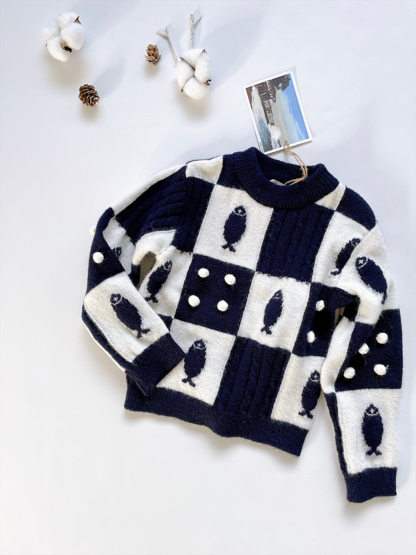+FISH&KIDS+ FISH PATCHWORK KNIT
