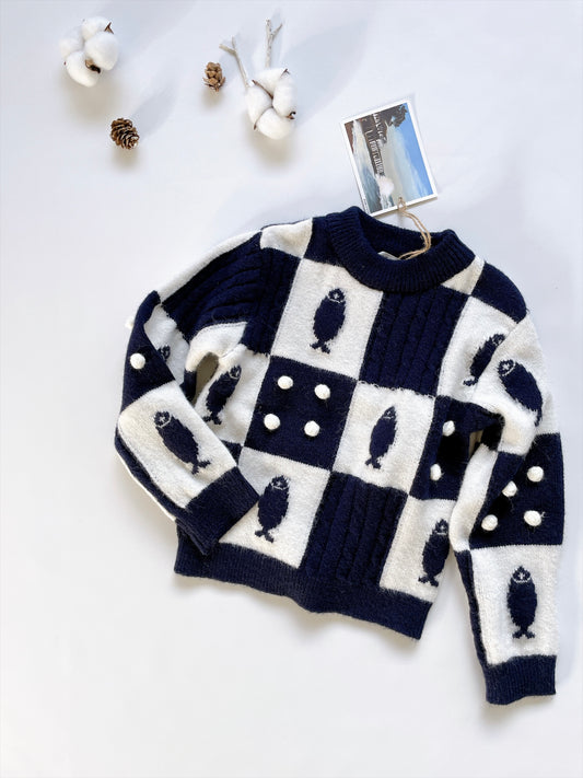 +FISH&KIDS+ FISH PATCHWORK KNIT