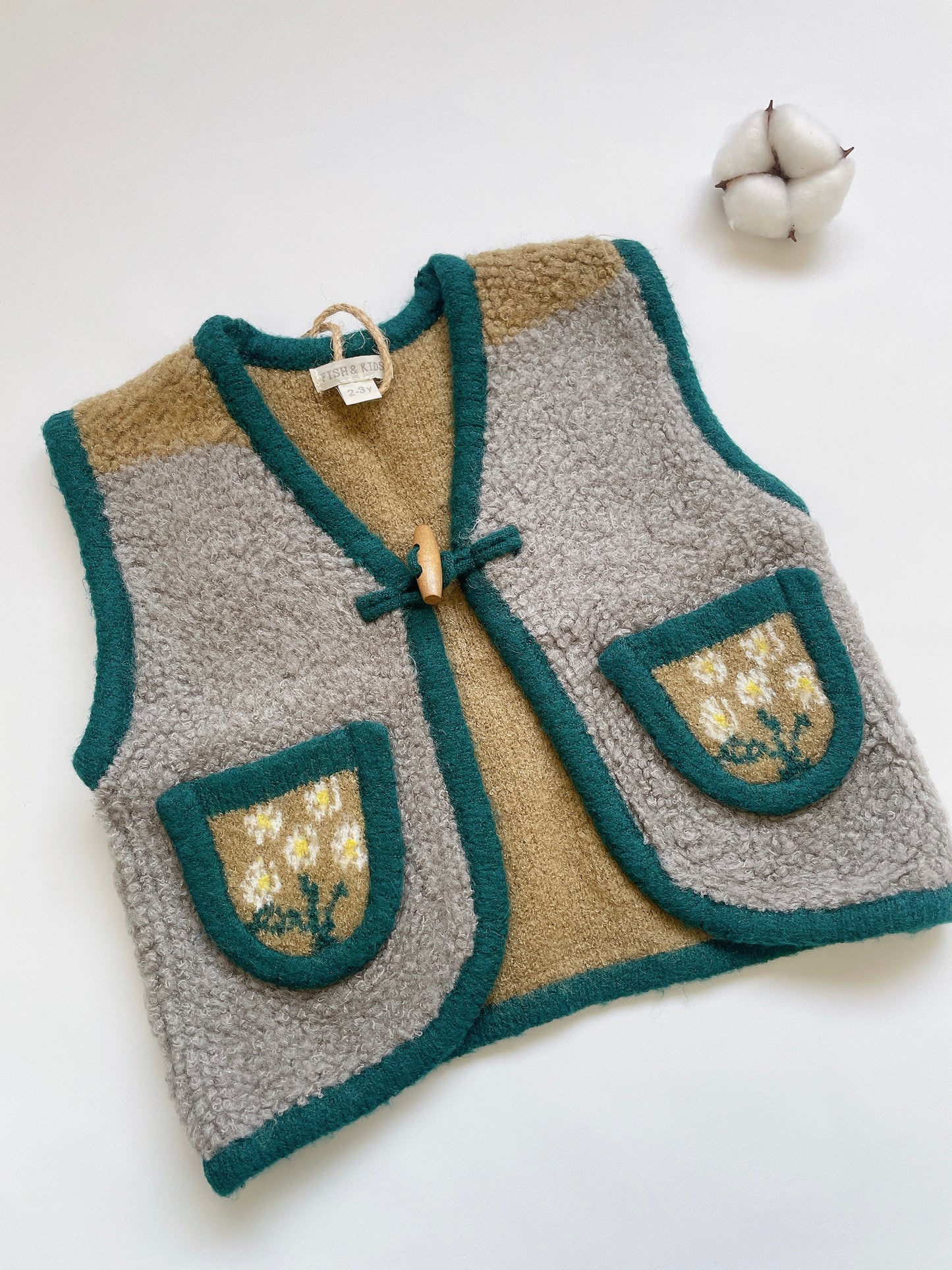 +FISH&KIDS+ FLOWERS POCKET GILET