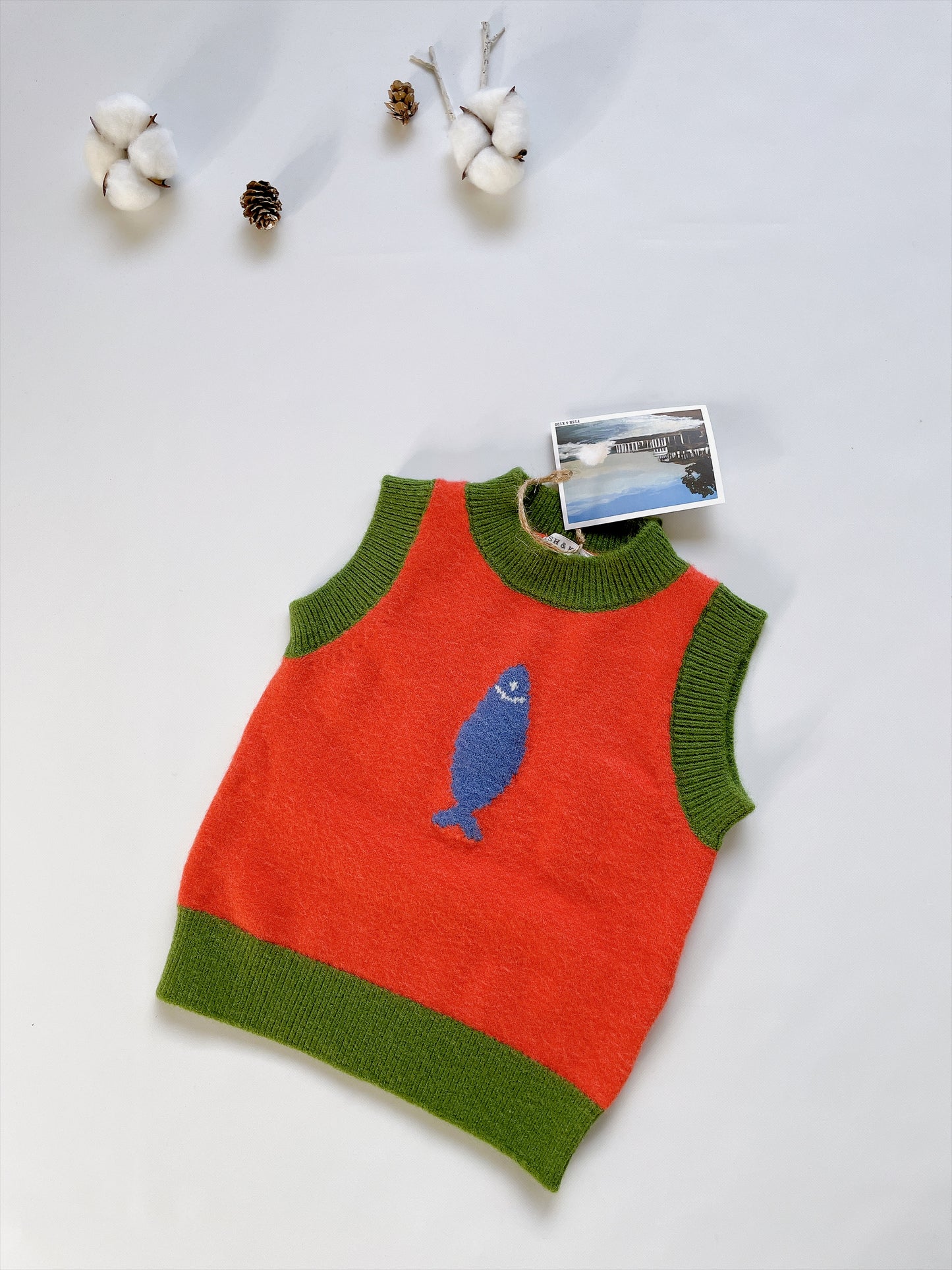 +FISH&KIDS+ FISH KNIT GILLET
