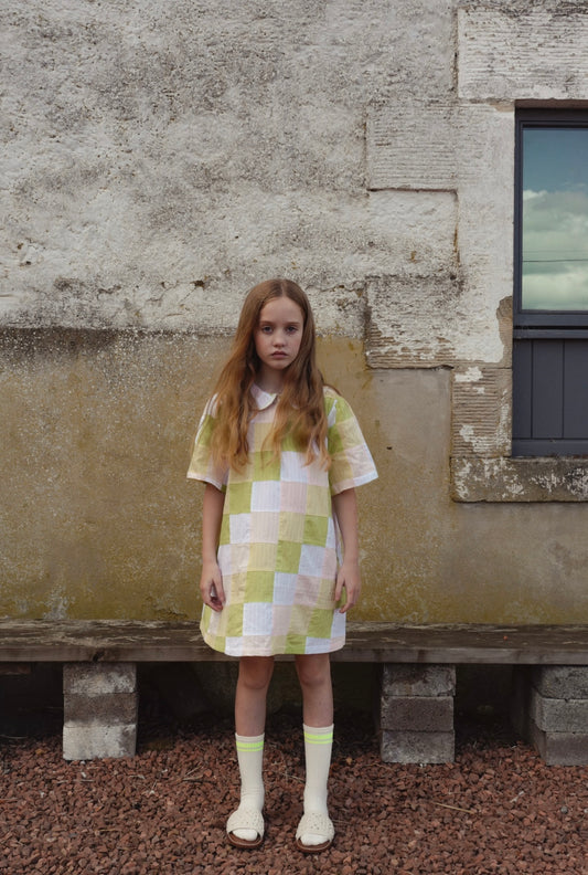 +FISH&KIDS+ PASTEL PATCHWORK DRESS