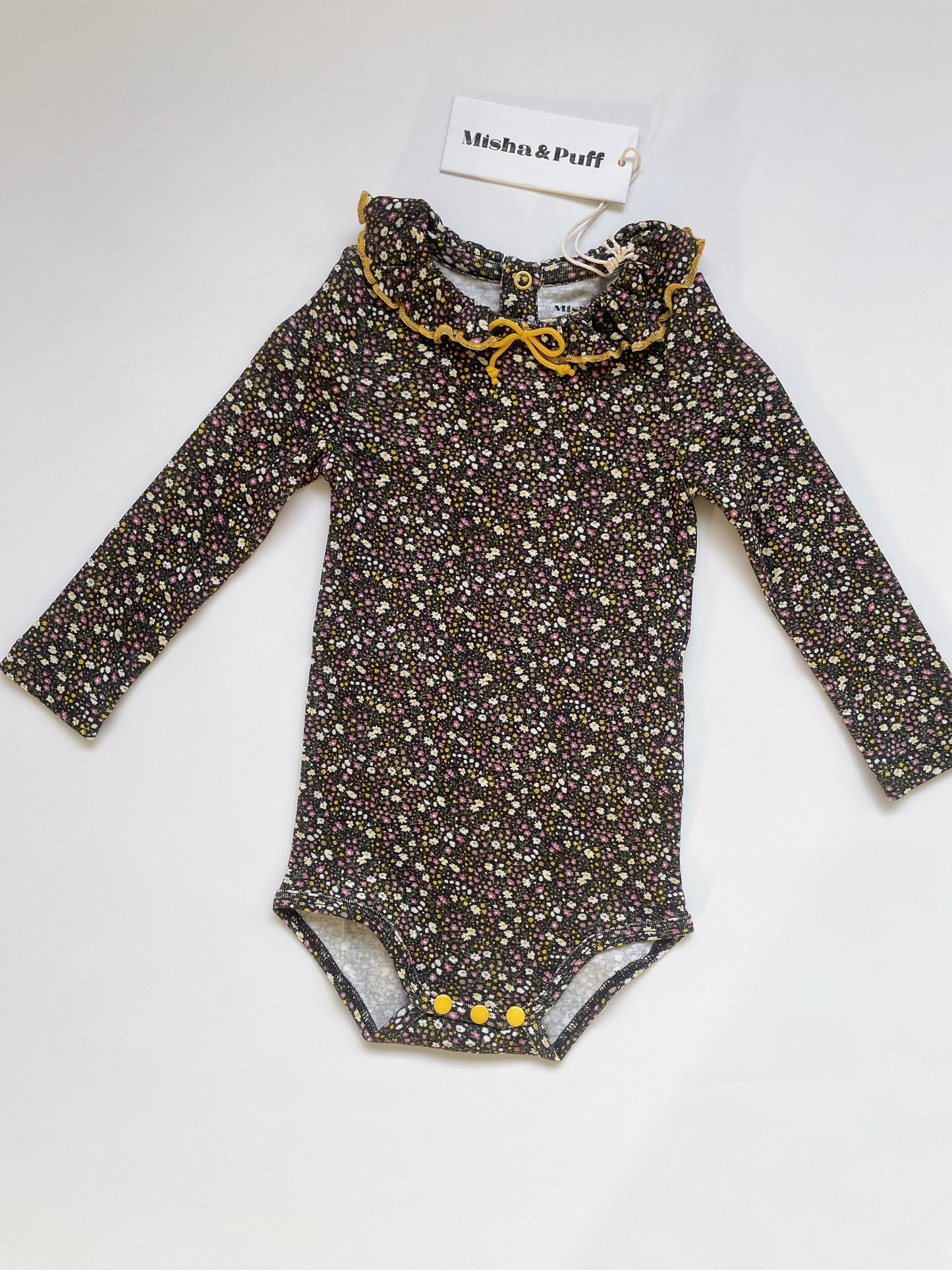 +Misha&Puff+ Pattie onesie - Carbon Periwinkle Mini Floral