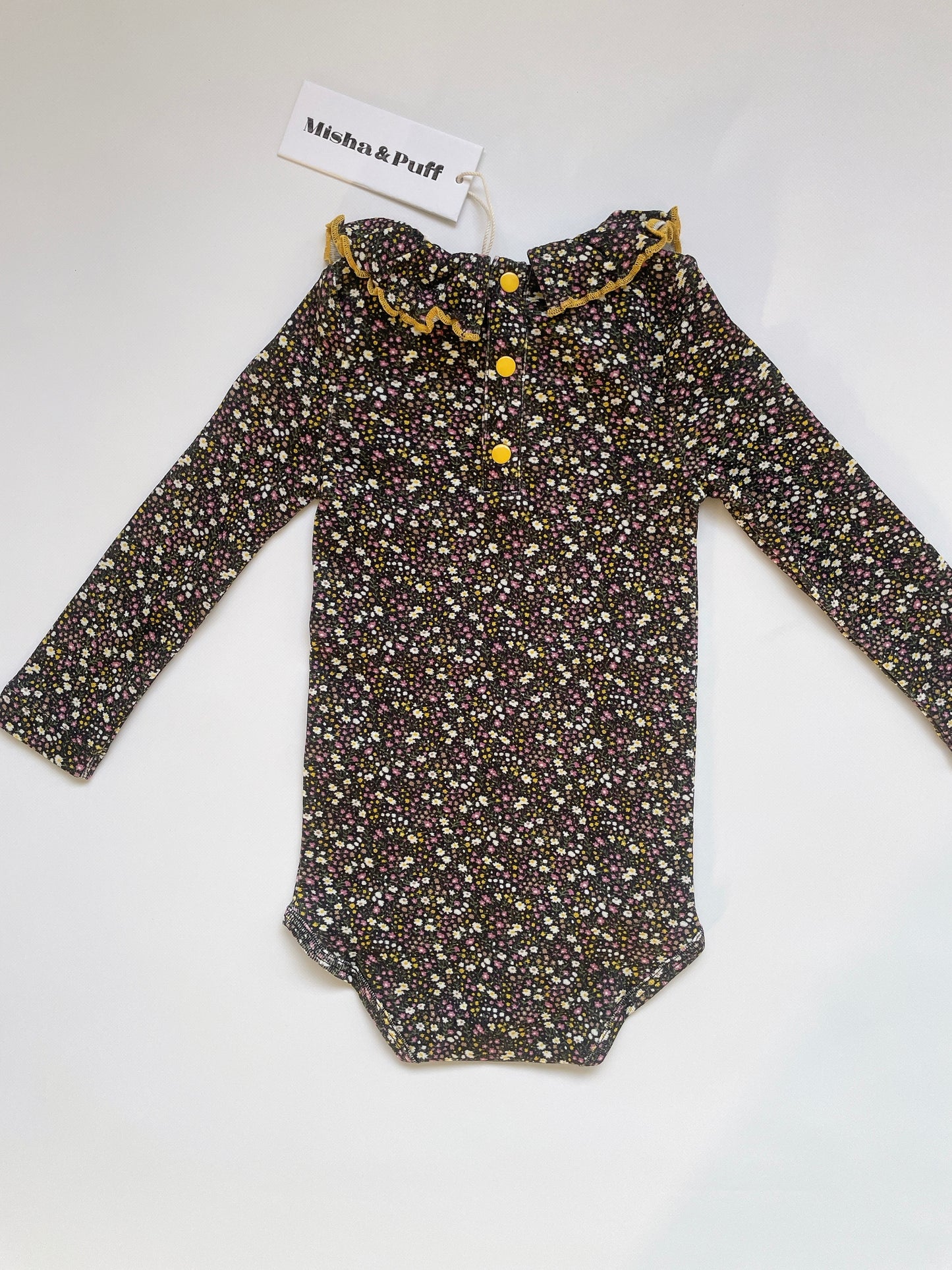 +Misha&Puff+ Pattie onesie - Carbon Periwinkle Mini Floral