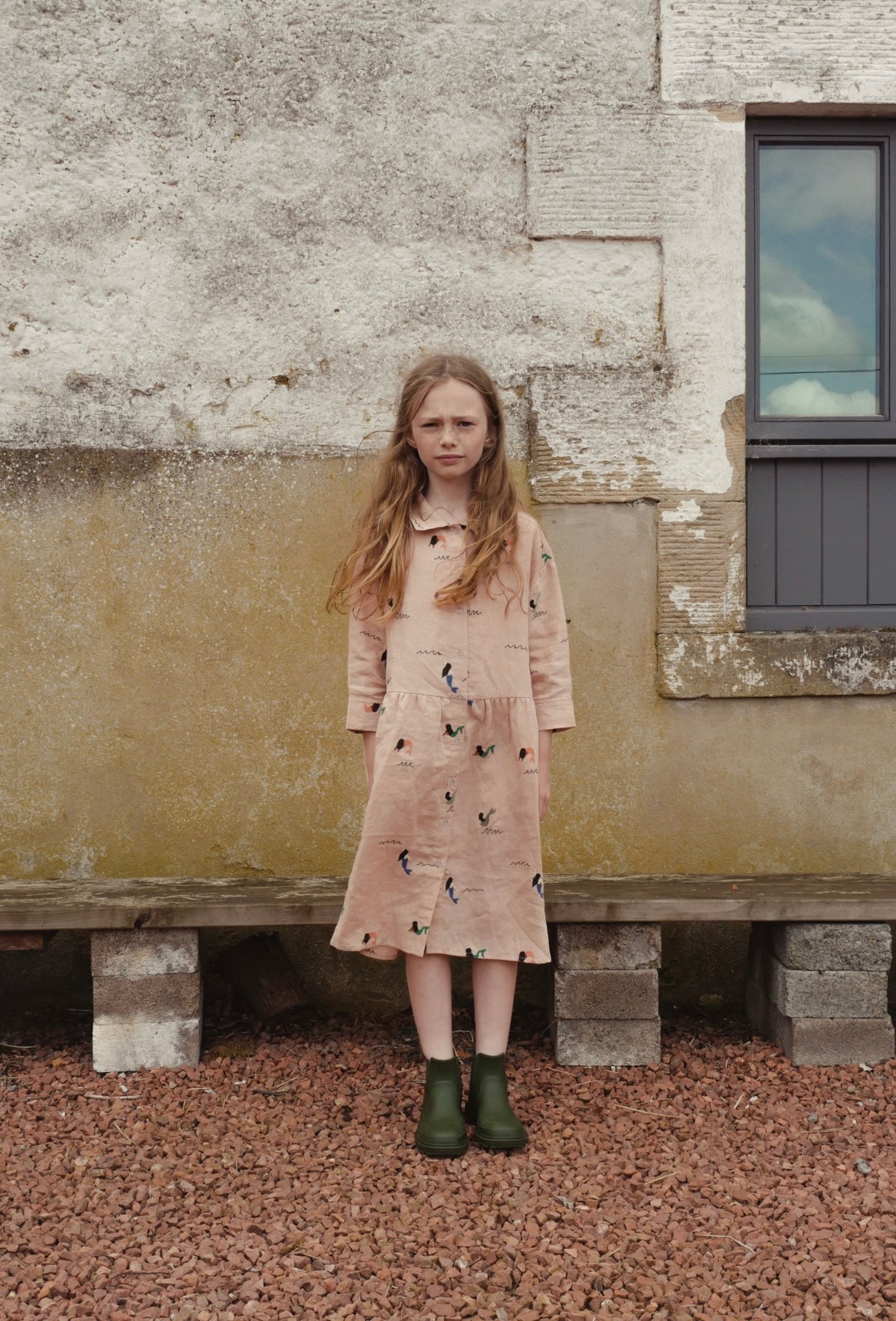 +FISH&KIDS+ ALLOVER EMBROIDERY MERMAID DRESS