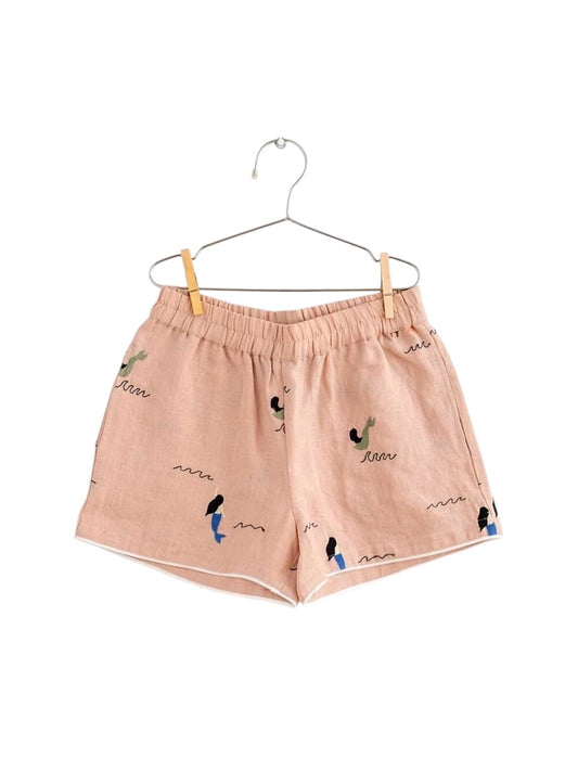 +FISH&KIDS+ ALLOVER EMBROIDERY MERMAID SHORTS | 4-5y