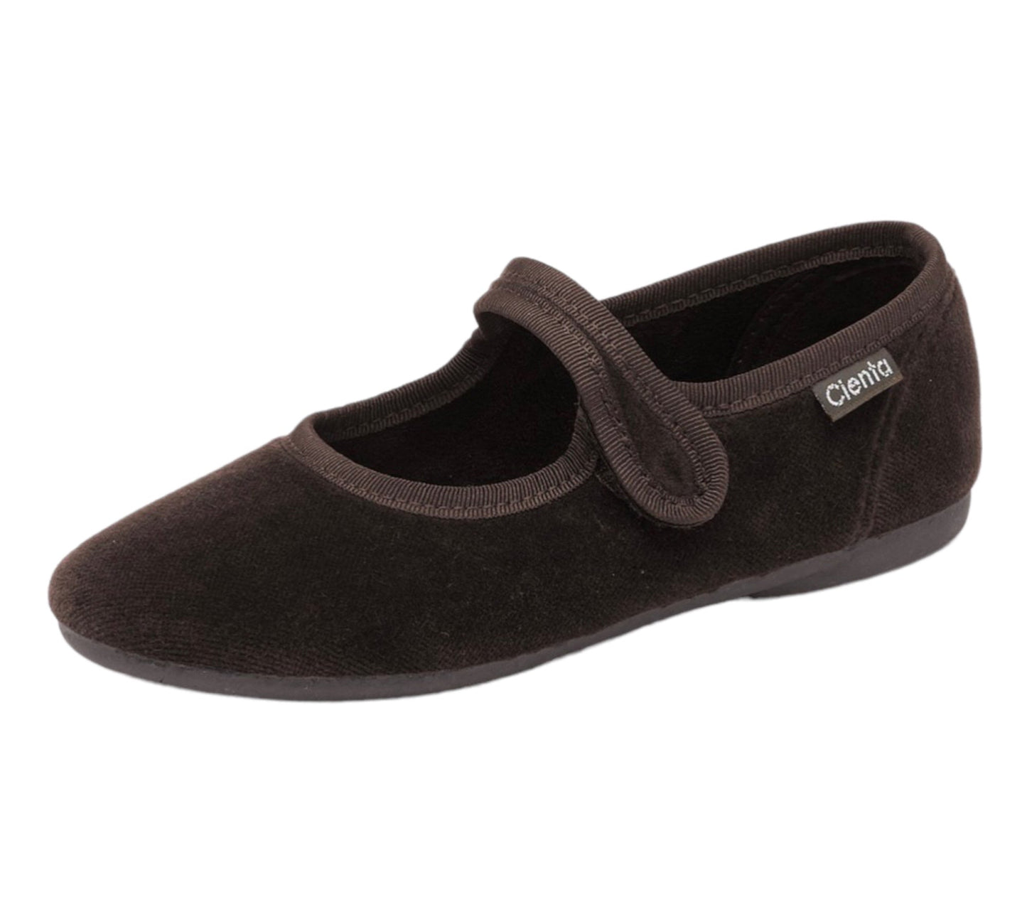 +Cienta+ Velour Velcro Mary Jane - brown