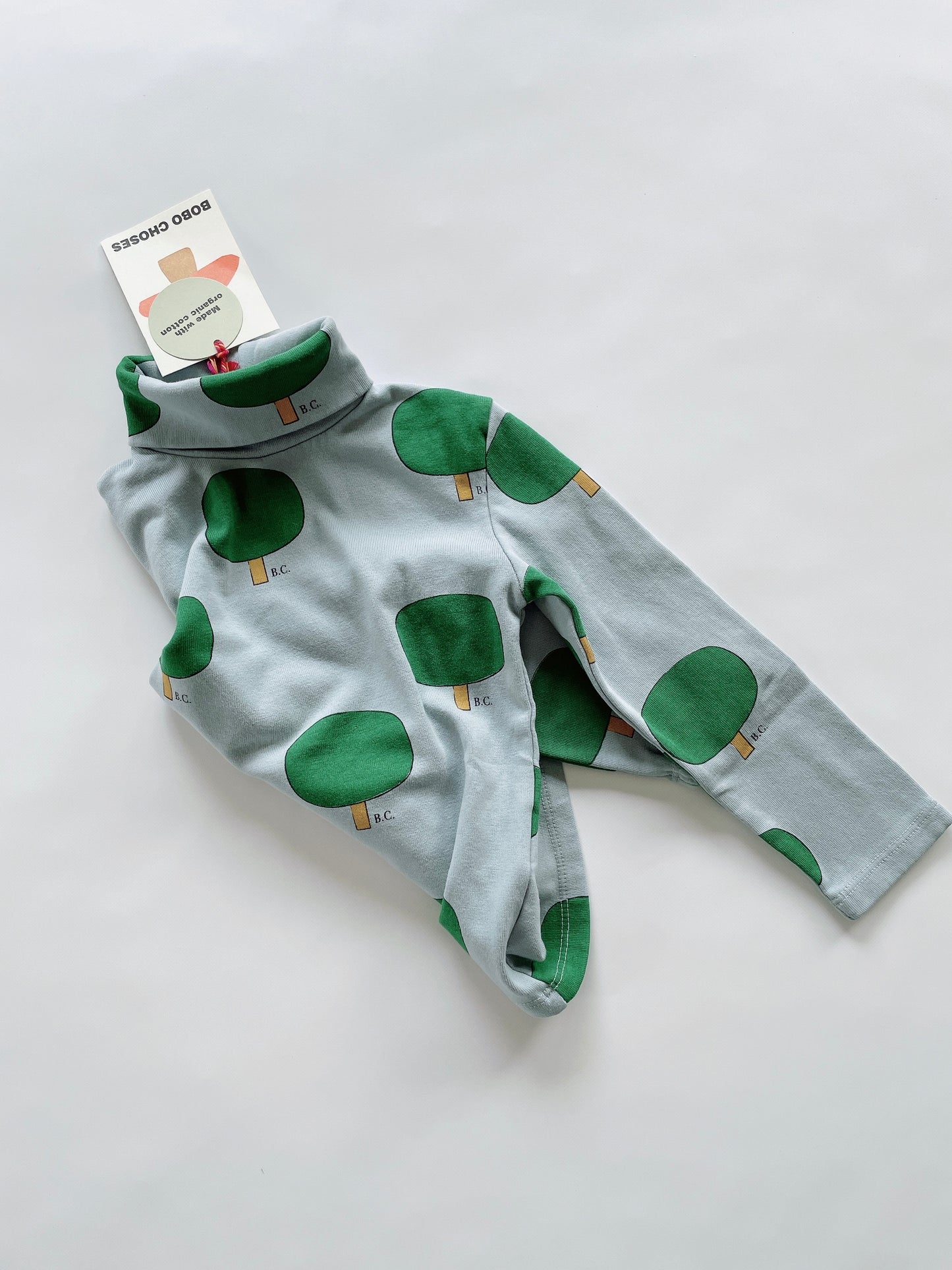 +Bobo Choses+ Green Tree all over turtle neck T-shirt