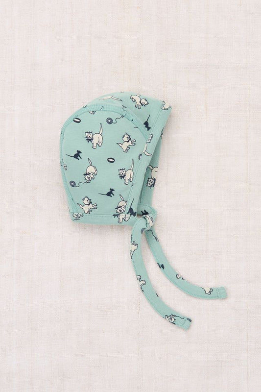 +Misha&Puff+ Baby Pima Bonnet - Sage Cat & Mouse