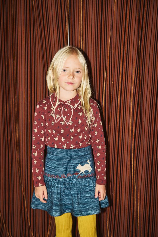 +Misha&Puff+ Junior Scout Top - Madder Root Cat & Mouse