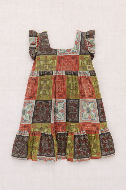 +Misha&Puff+ Ruffle Sleeve Dress - Chili Spice Cross Stitch