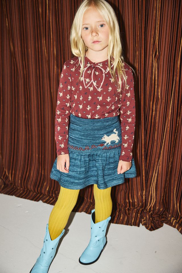 +Misha&Puff+ Junior Scout Top - Madder Root Cat & Mouse