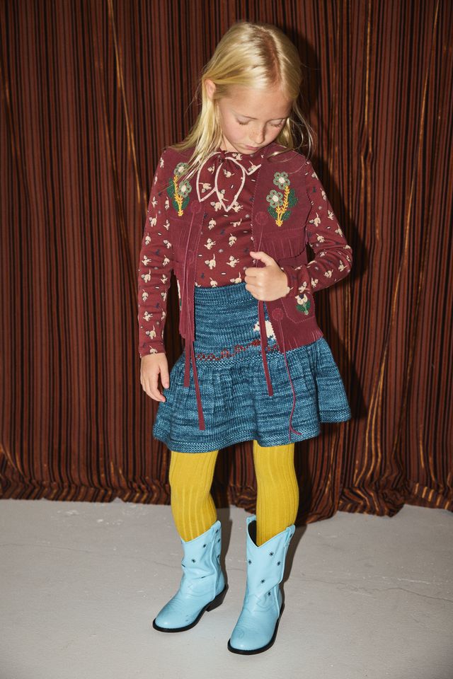 +Misha&Puff+ Junior Scout Top - Madder Root Cat & Mouse