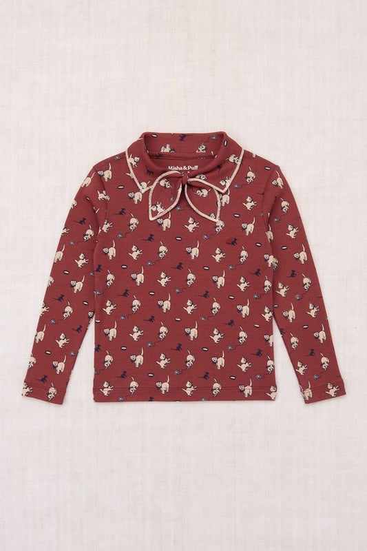 +Misha&Puff+ Junior Scout Top - Madder Root Cat & Mouse