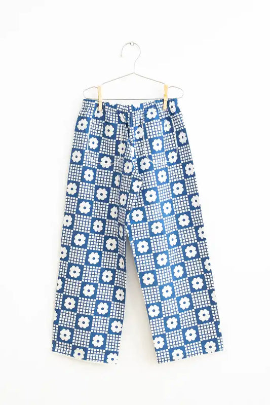 +FISH&KIDS+ NAVY FLOWERS RETRO PANTS