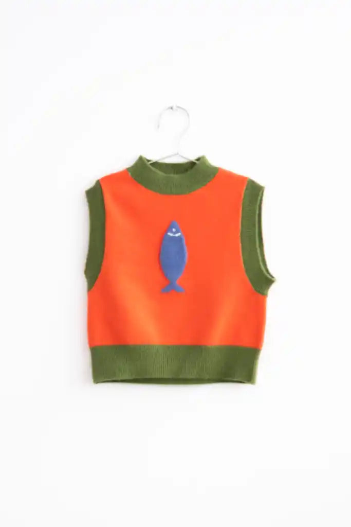 +FISH&KIDS+ FISH KNIT GILLET