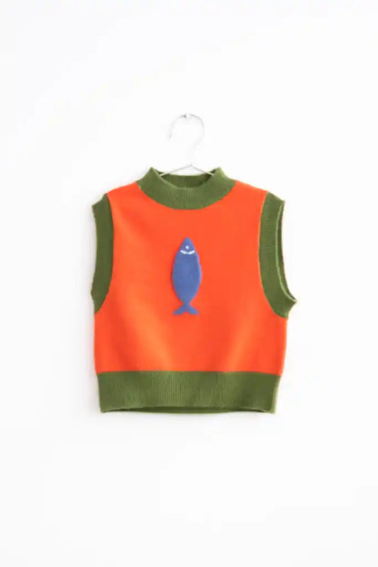 +FISH&KIDS+ FISH KNIT GILLET