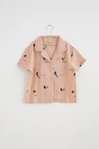 +FISH&KIDS+ ALLOVER EMBROIDERY MERMAID SHIRT
