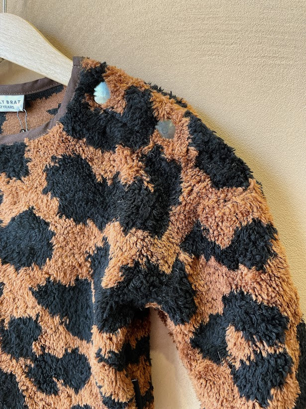 +Daily Brat+ Fluffy teddy leopard sweater