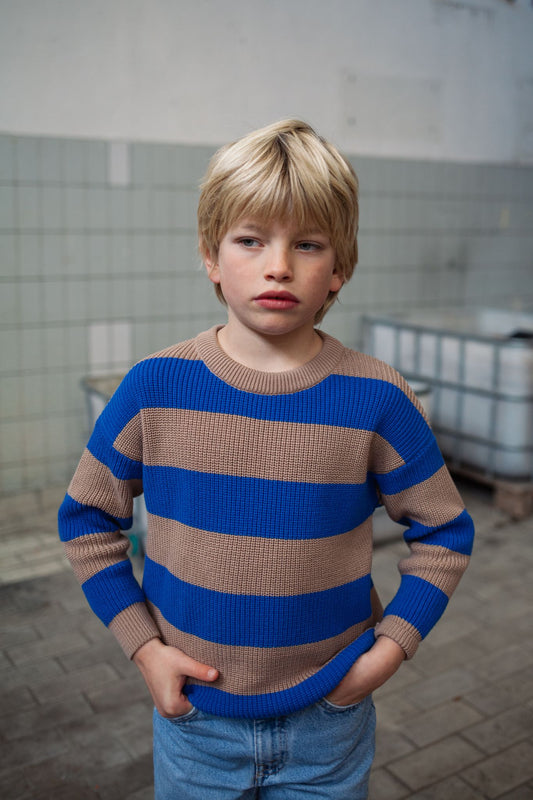 +Daily Brat+ Charlie knitted striped sweater sparrow blue